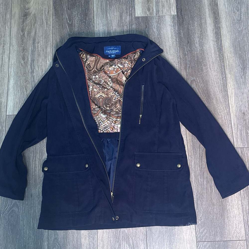 MacKintosh New England navy blue jacket Size Medium | Paisley Lining